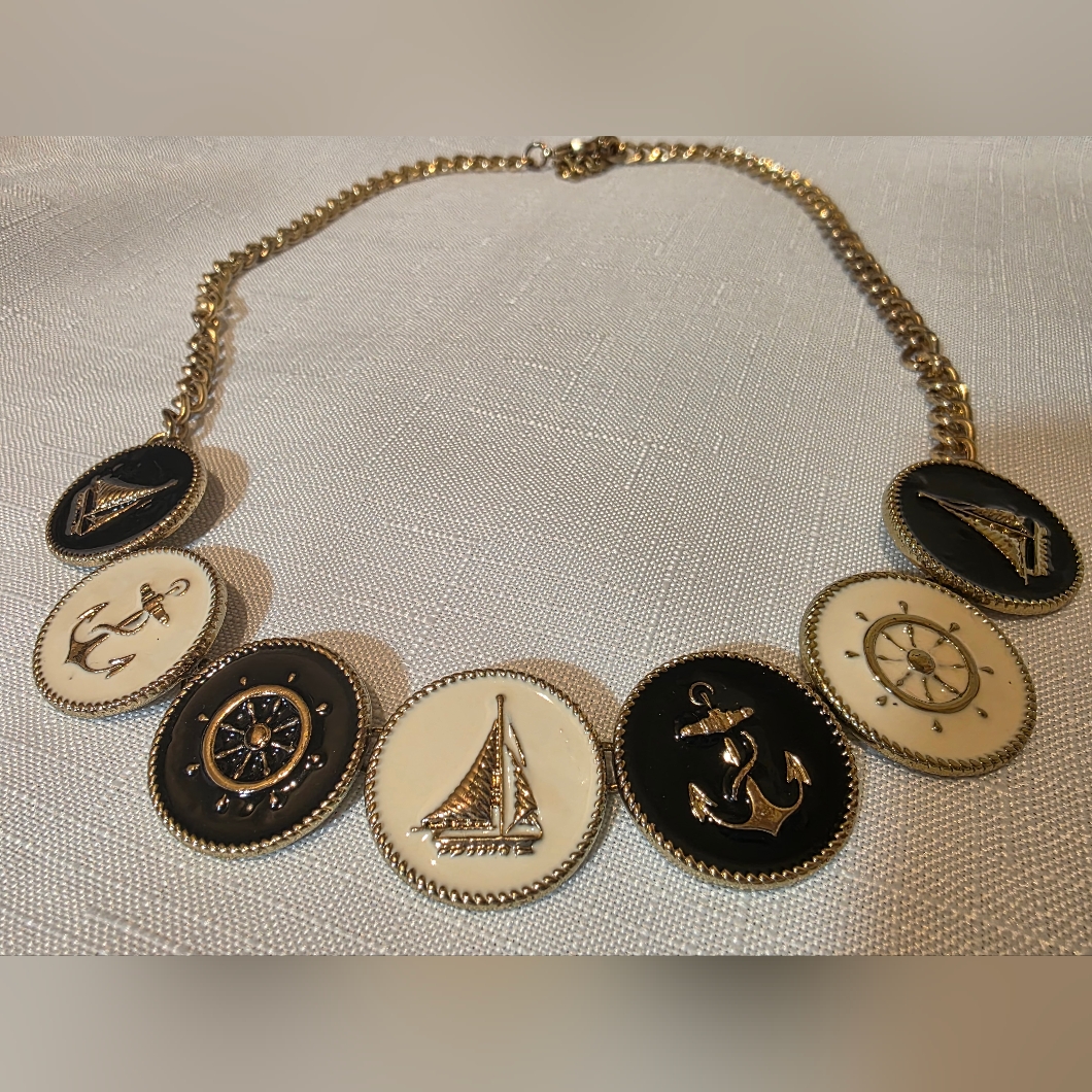 Vintage Bella Del Mar Necklace - Expressions Collection Nautical Sailor Enameled
